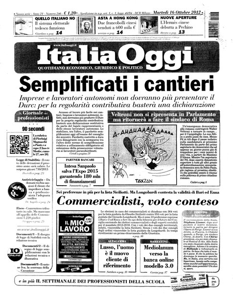 Italia oggi : quotidiano di economia finanza e politica